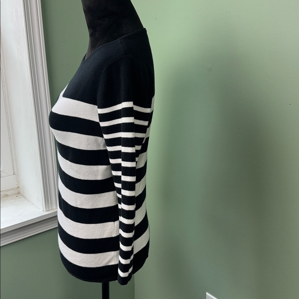 Talbots black and white striped sweater medium - Picture 3 of 6